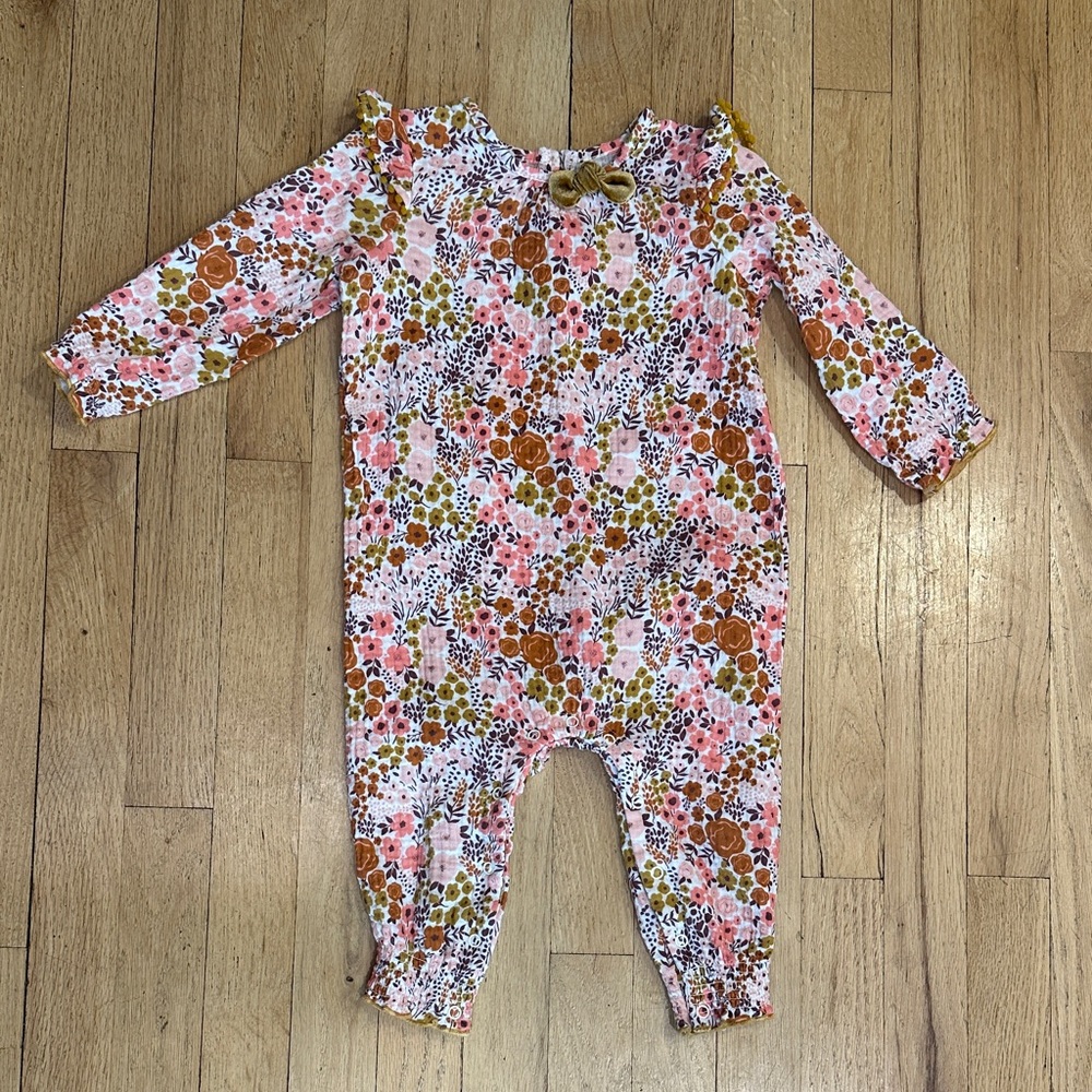 Mud Pie Fall Floral Baby Romper - 12-18m